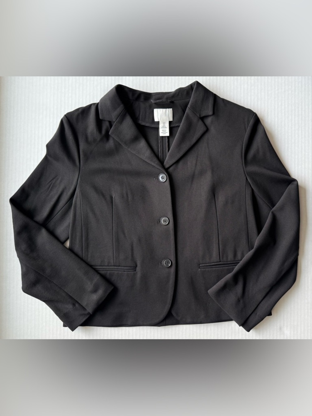 H&M Fitted Jersey Jacket Blazer Size S Black